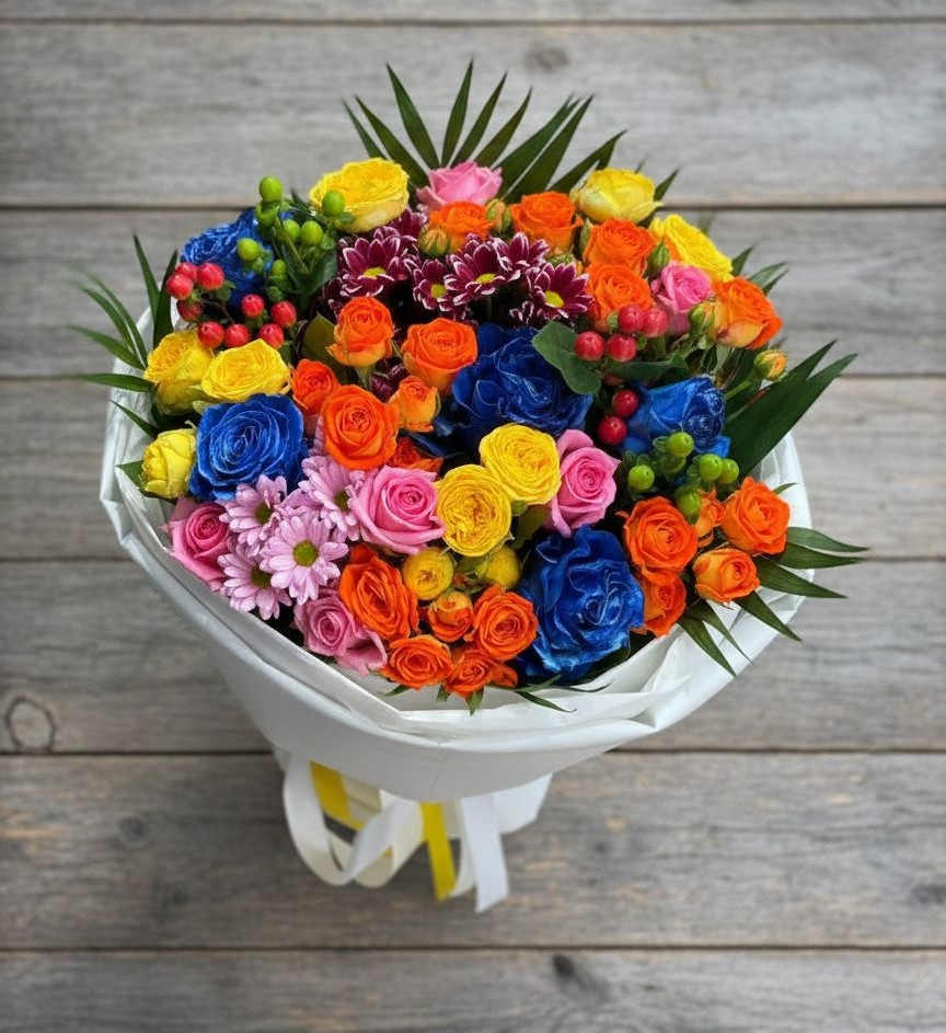 Букет цветов из: Розы и Хризантемы в Усть-Абакане