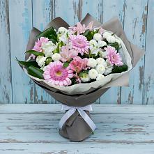 Букет цветов из:  Герберы, Альстромерии и Хризантемы в Усть-Абакане
