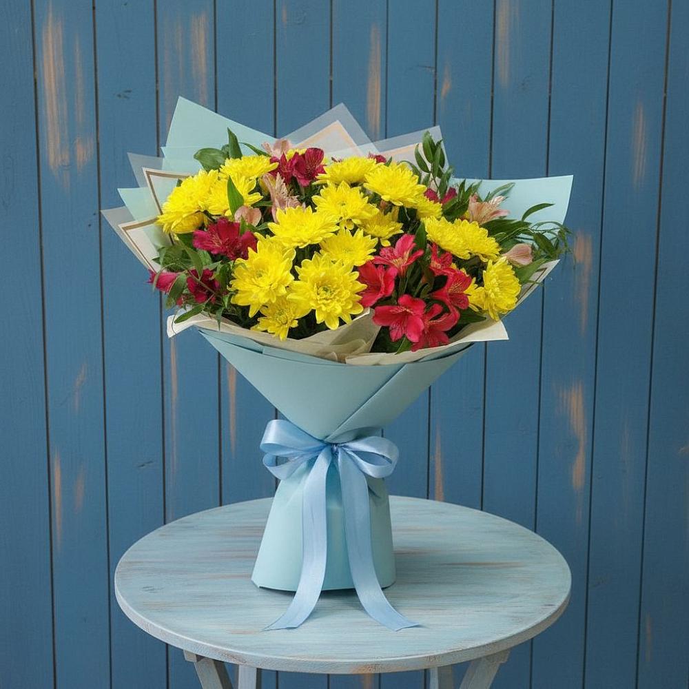 Букет цветов из: Альстромерии и Хризантемы в Усть-Абакане