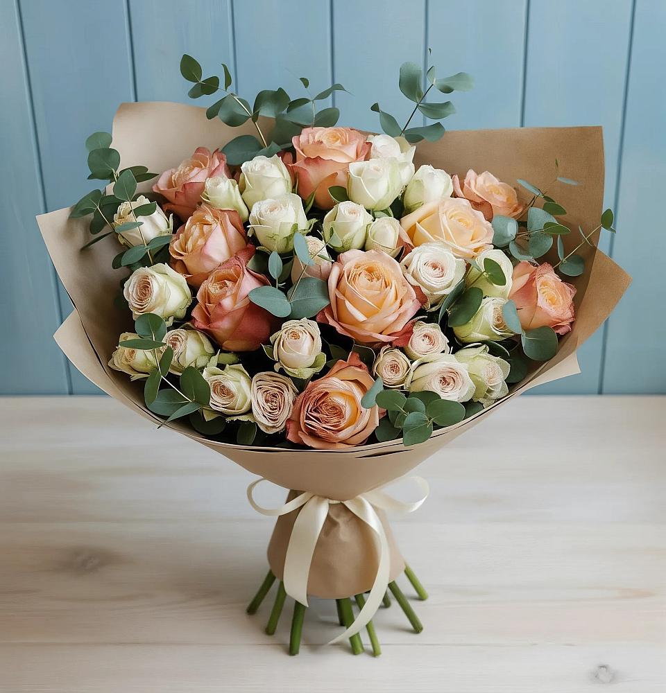 Букет цветов из: Альстромерии и Розы в Усть-Абакане