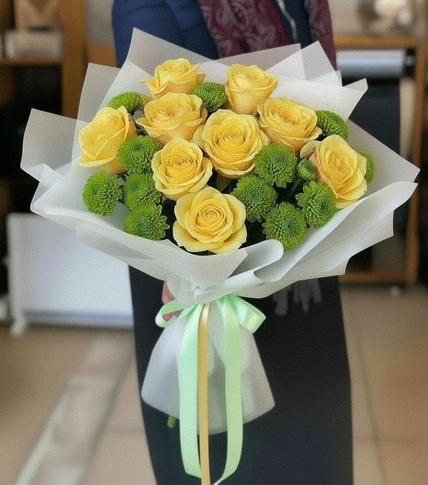 Букет цветов из: Хризантемы и Розы в Усть-Абакане