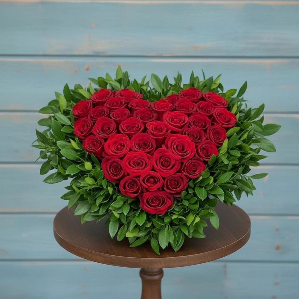 Цветочная композиция из Розы в виде сердца в Усть-Абакане