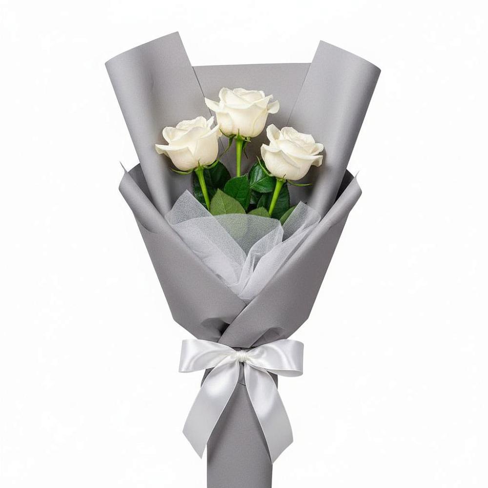 Букет 3 белые розы в Усть-Абакане