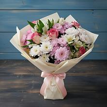 Букет цветов из:  Хризантемы, Альстромерии и Розы в Усть-Абакане