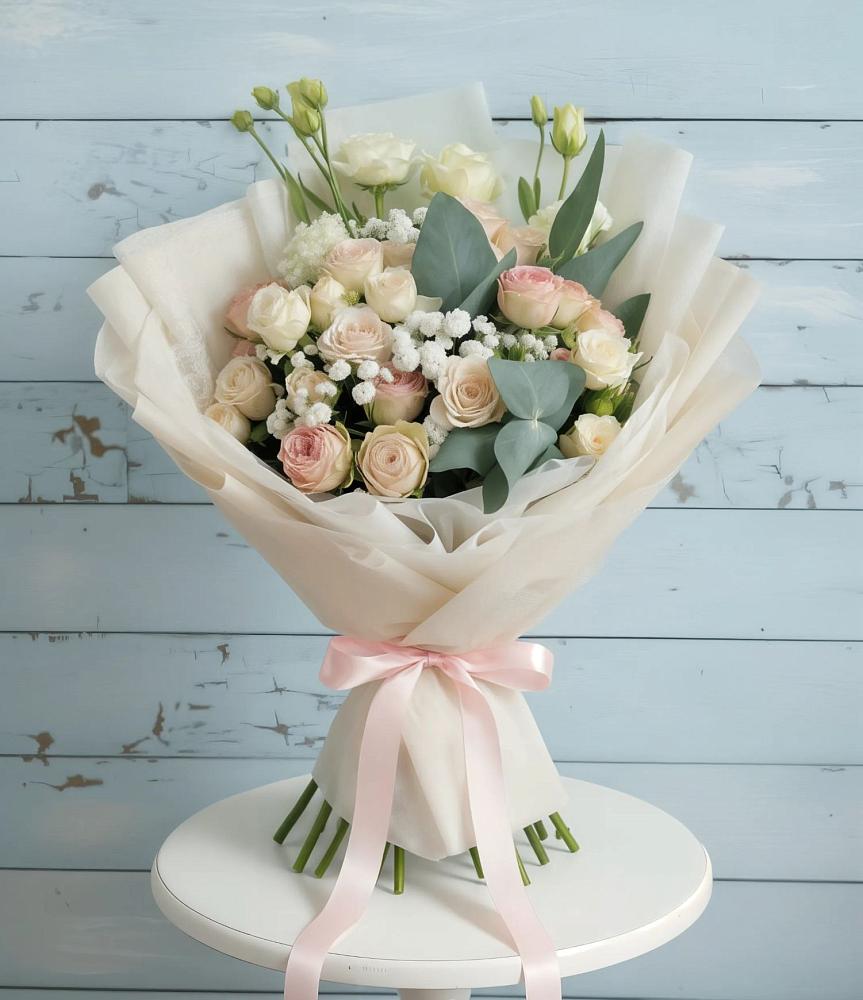 Букет цветов из: Розы и Лизиантусы в Усть-Абакане