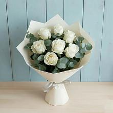 Букет Белые розы в Эвкалипте #REPLACE_PRED# Усть-Абакане